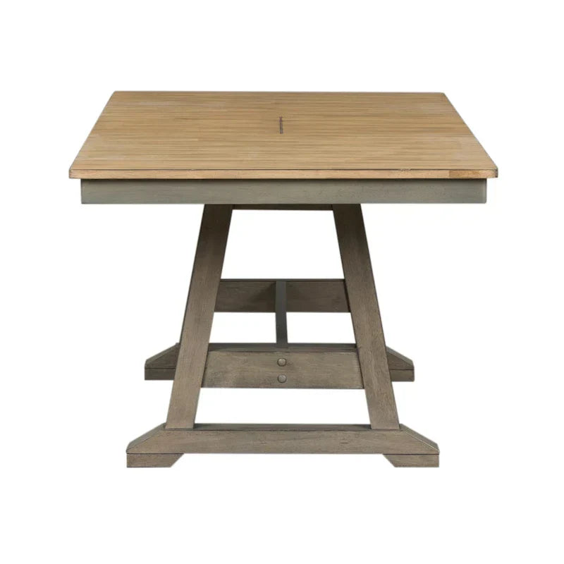 Lindsey Farm 7-Piece Trestle Table Set in Gray and Sandstone