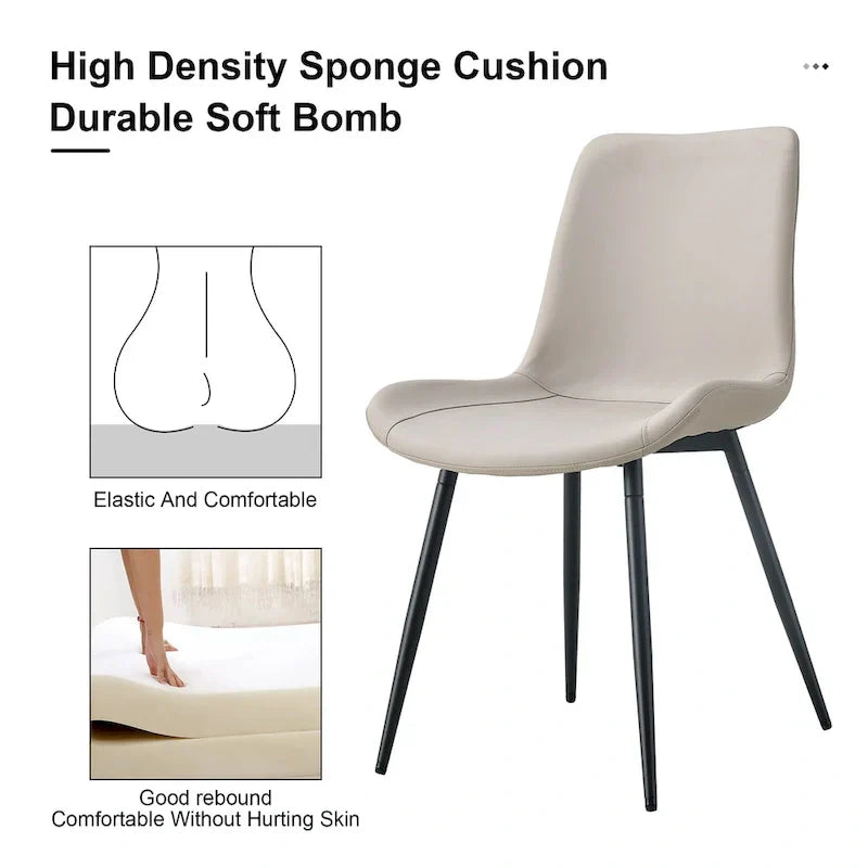 Set of 4 Modern Artificial Leather Dining Chairs for Kitchen