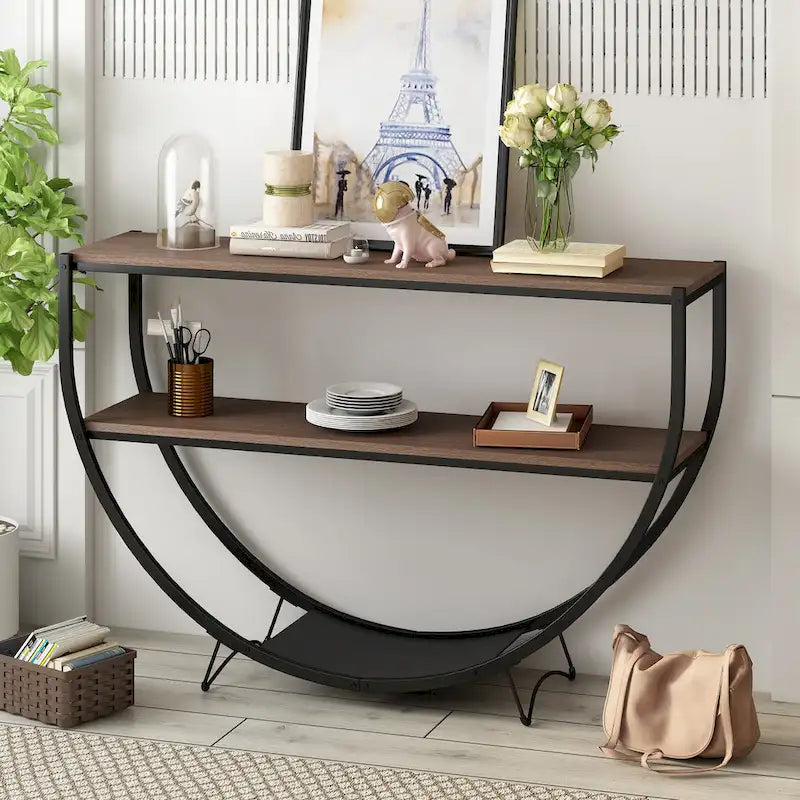 Merax Rustic Industrial Demilune Console Table