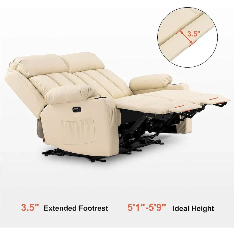 MCombo Faux Leather Electric Reclining Sofa with Heat and Massage - Models 6095/6075/6077