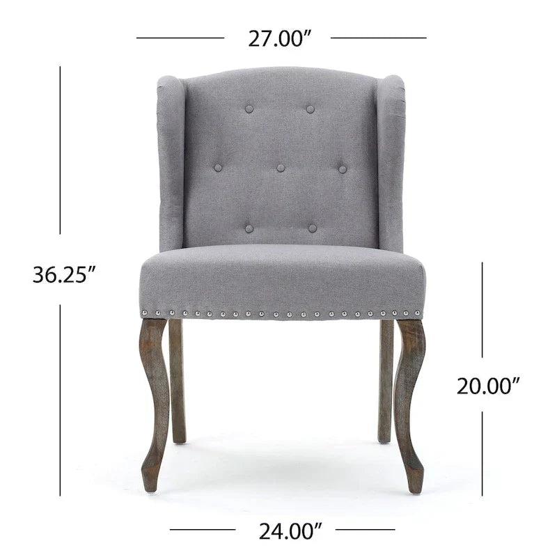 Set of 2 Niclas Wingback Studded Fabric Accent Chairs by Christopher Knight Home