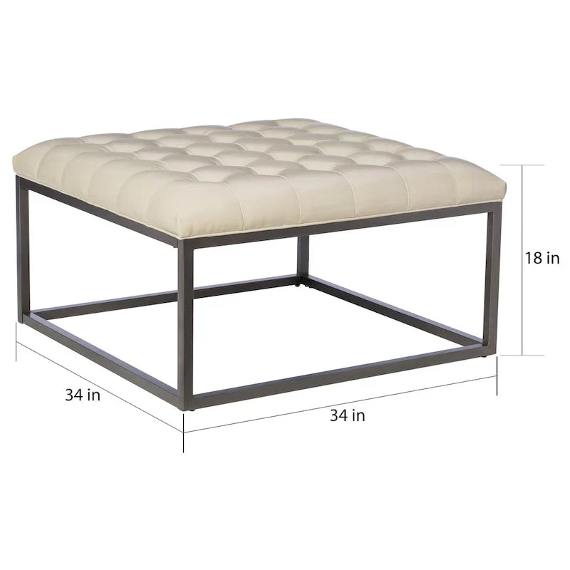 SEI Furniture Healy Tufted Ottoman in Faux Leather