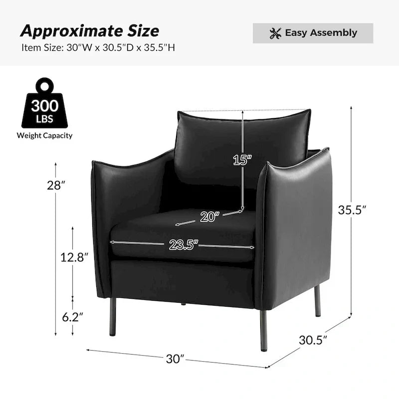 Set of 2 Christopher Modern Armchairs with Anti-Scratch Fabric and Black Metal Legs by HULALA HOME