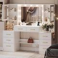 Black Vanity Desk with Mirror, Lights & Charging Station, 58.3" 3 Lighting Modes
