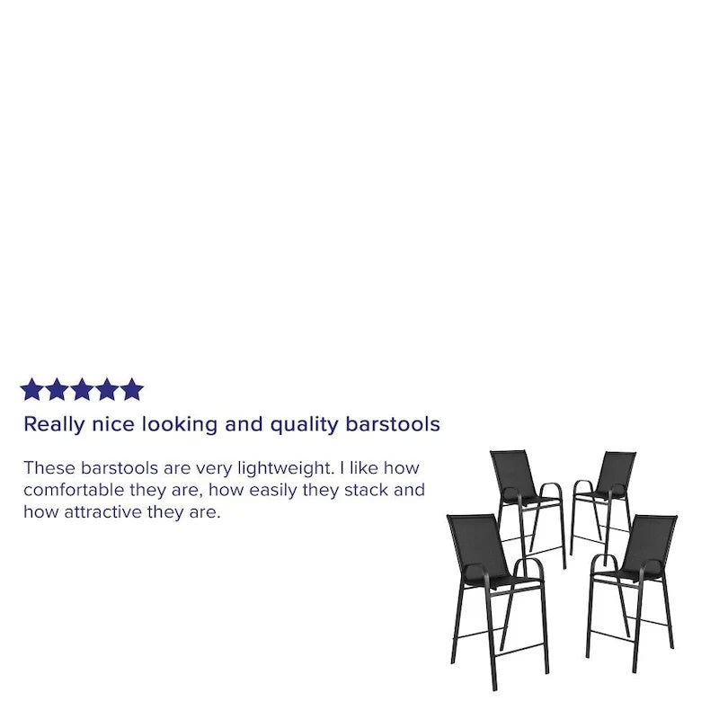 Set of 4 Outdoor Barstools with Flexible Comfort Material - Patio Seating