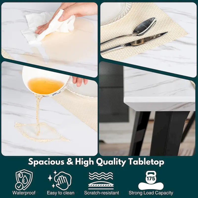 HomyLin 63-Inch Rectangular Dining Table for 4-6 People with Wooden Top and Metal Legs
