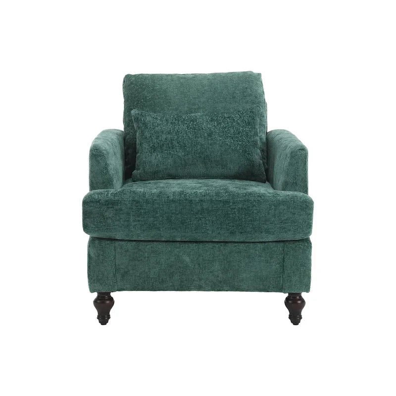 HOMEFUN Chenille Upholstered Loveseat and Armchair Set with Wooden Frame for Living Room