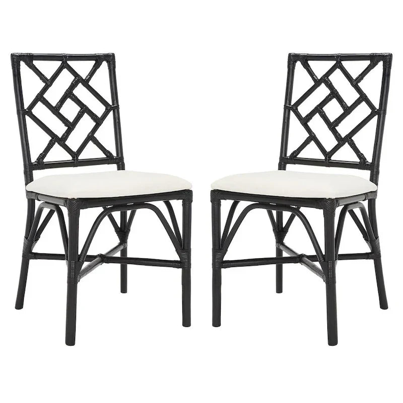 Set of 2 SAFAVIEH Maye Rattan Accent Chairs with Cushions - Dimensions: 18.5" W x 20.9" L x 35.8" H