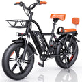 Electric Bike for Adults750W 30-70Miles 48V 15AH Removable Battery Ebike 20" x 4.0 Fat Tire Beach Commuting E-Bike 2 Seater W/Fork Suspension UL2849