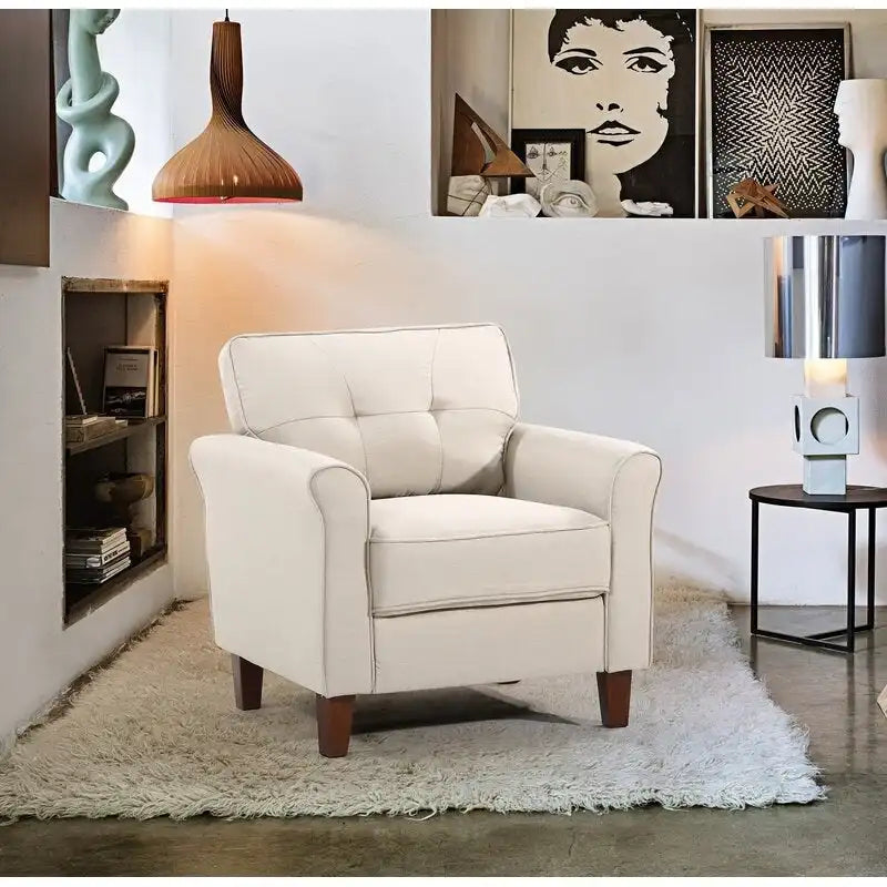 Kouchouk 32.9-Inch Wide Tufted Linen Armchair