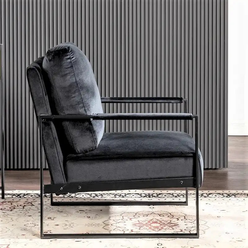 Hosam 25.4 Velvet Upholstered Chair with Metal Arms