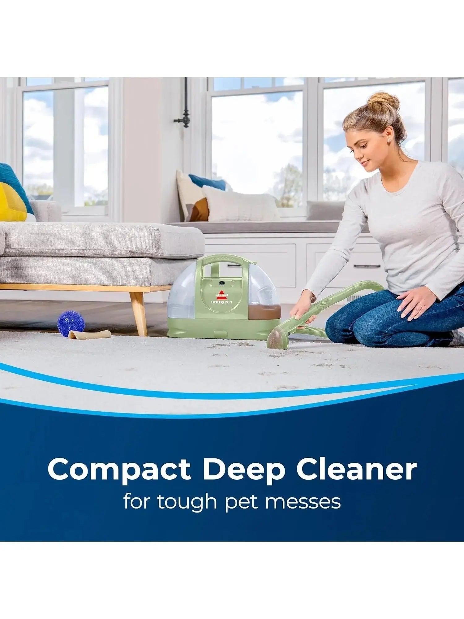 Bissell Little Green Portable Carpet & Upholstery Cleaner with Specialty Tools, 48 oz Tank, Green, 1400B