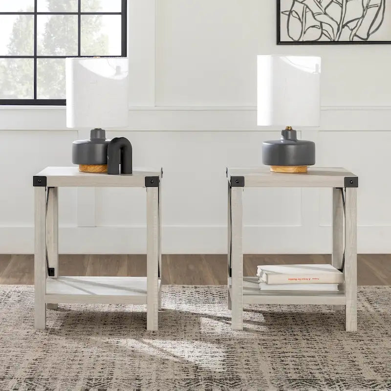 Set of 2 Middlebrook Kujawa 18-Inch X-Side Accent Tables