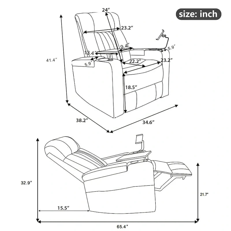Multifunctional 270 Swivel Home Theater Power Recliner