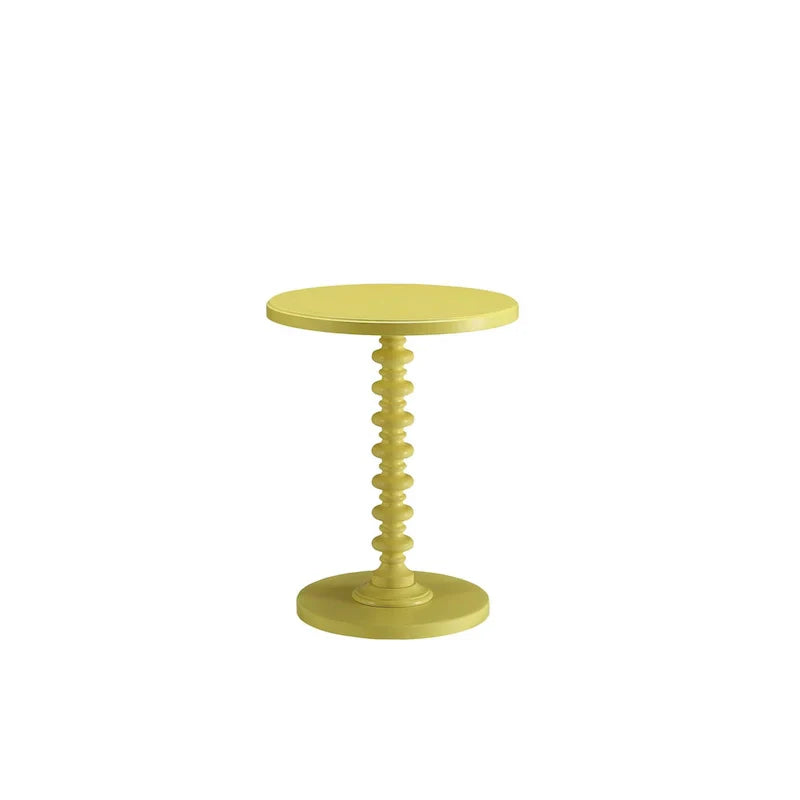 HomeRoots 22-Inch Yellow Wood Round Pedestal End Table