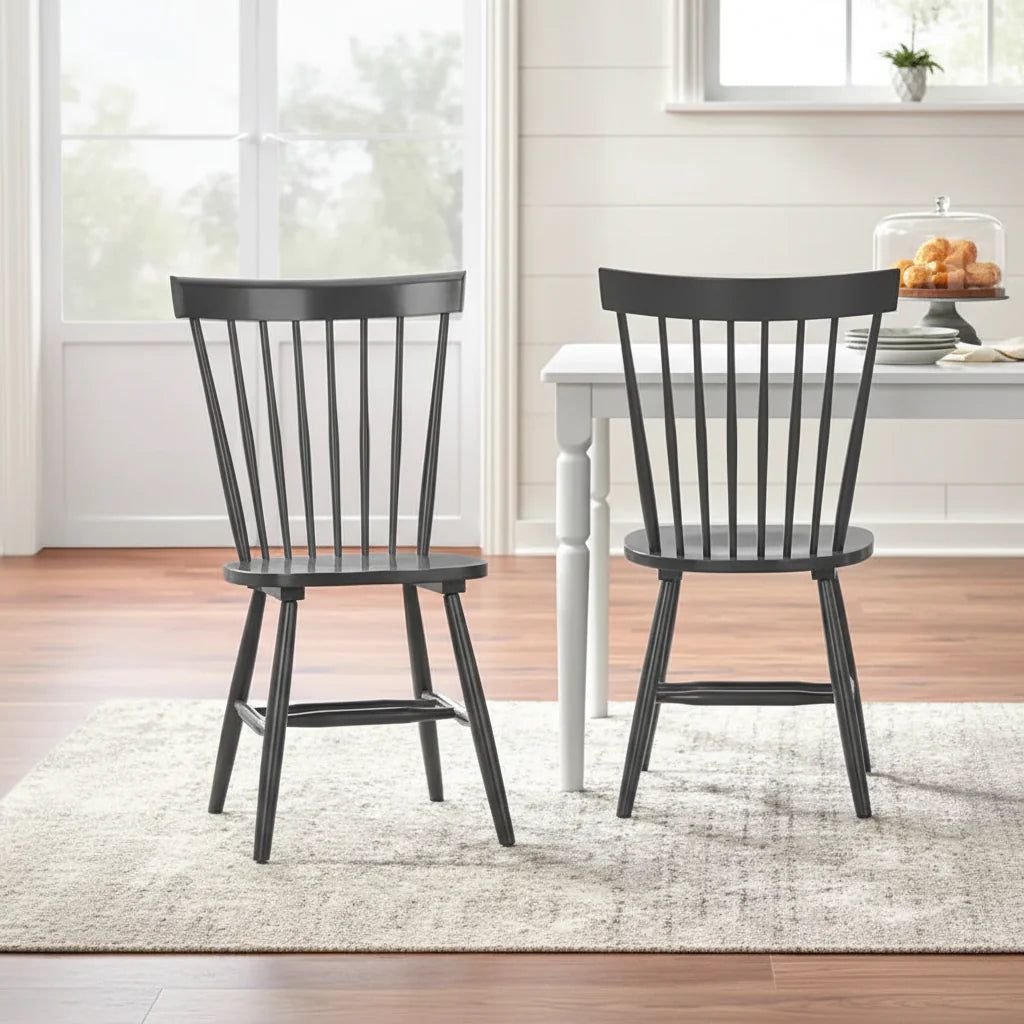 Set of 2 Venice Solid Wood Spindle Dining Chairs by Simple Living