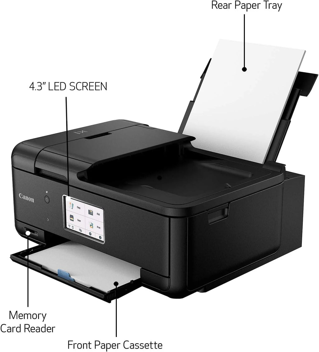 Canon PIXMA TR8620a - All-in-One Printer Home Office|Copier|Scanner|Fax|Auto Document Feeder | Photo, Document | Airprint (R), Android, Black, Works with Alexa