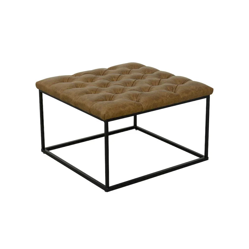 HomePop Draper Square Upholstered Cocktail Ottoman with Button-Tufted Top