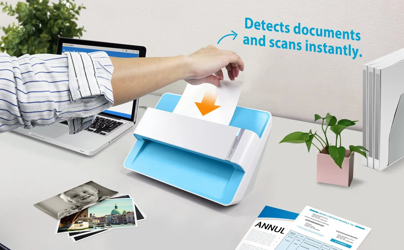 Plustek Photo Scanner, 4x6 Photo in 2sec, Auto Crop and Deskew CCD Sensor