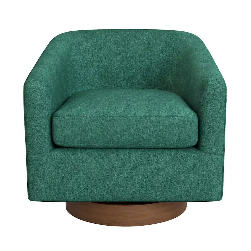 LUE BONA Contemporary Upholstered Wooden Barrel Swivel Accent Chair for Living Room