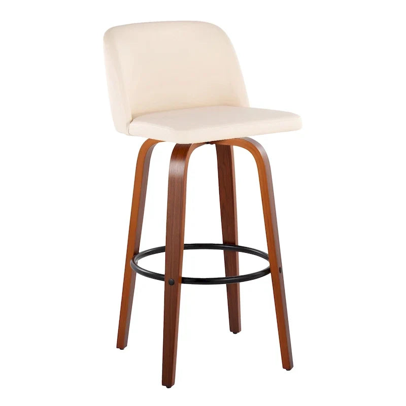 Set of 2 Carson Carrington Vallberga 30-Inch Fixed-Height Bar Stools with Walnut Wood Base