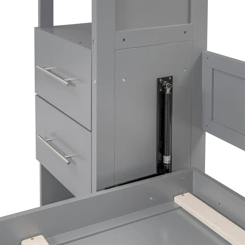 Merax Murphy Bed with Shelves, Drawers, and Integrated LED Lighting