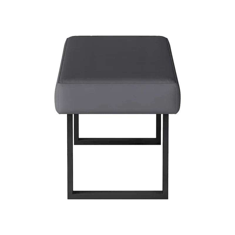 Gray Fabric Bench with Sturdy Steel Legs
