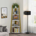 Rustic Brown 5-Tier Corner Shelf Storage Tower for Bathroom