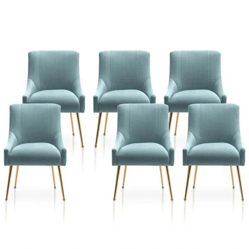 SEYNAR Set of 6 Modern Glam Boucle Velvet Dining or Vanity Chairs with Rear Handle