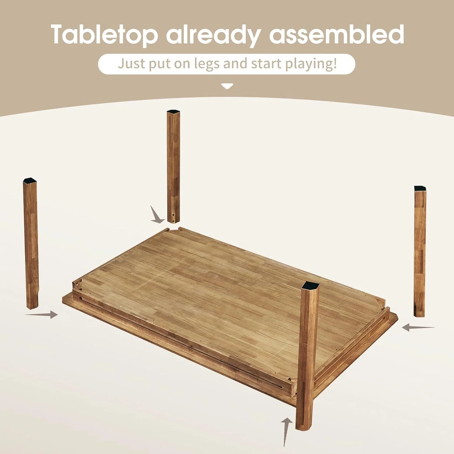 Board Game Table with Removable Top, Seats 4–6, 57"x33" Play Area