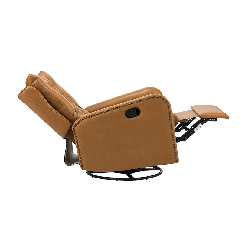 Jordano Mid-Century Leather Recliner with Metal Base by HULALA HOME