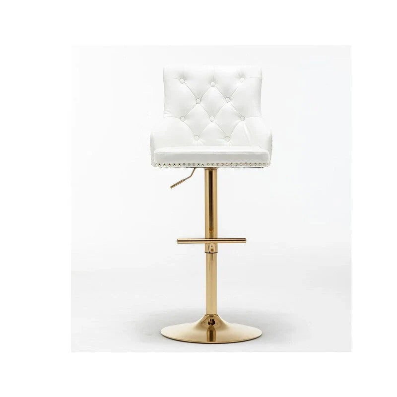 Set of 2 Adjustable Swivel Bar Stools with Gold Base by Best Master Furniture
