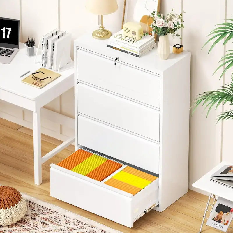 Lockable 4-Drawer Metal Lateral Filing Cabinet