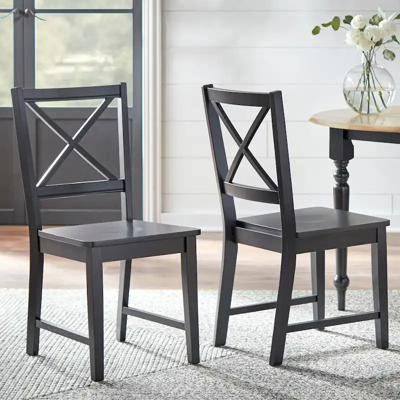 Set of 2 Solid Wood Crossback Dining Chairs by Simple Living