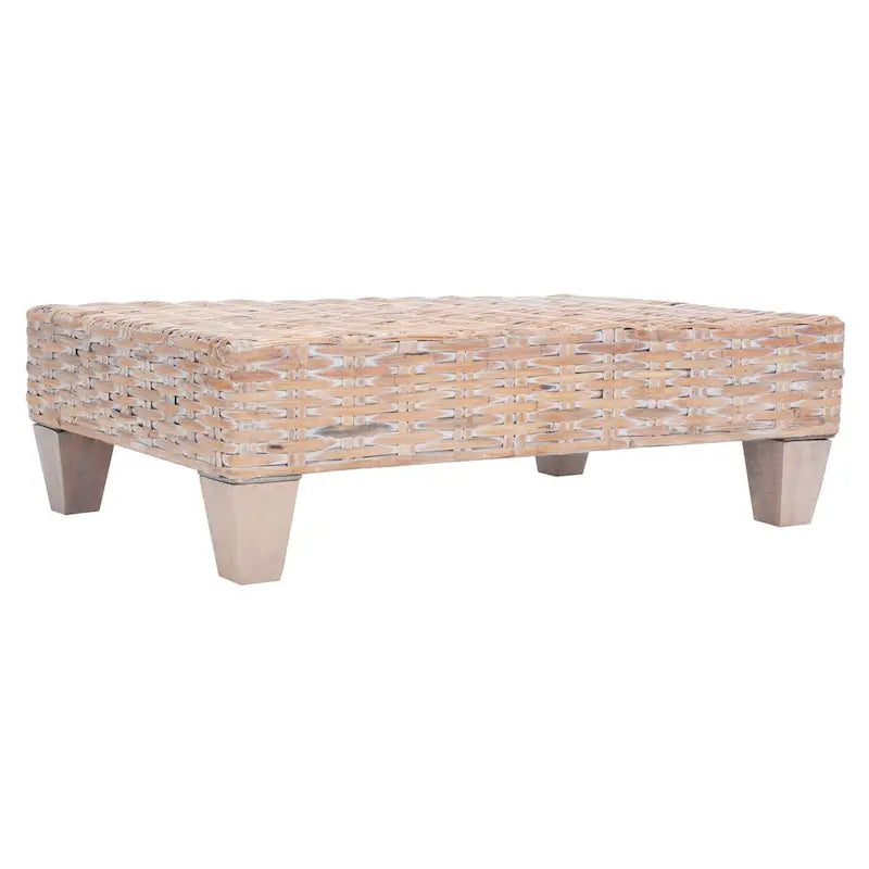 SAFAVIEH Caron Natural Wicker Bench - Washed Finish - Dimensions: 41"W x 28"D x 12"H