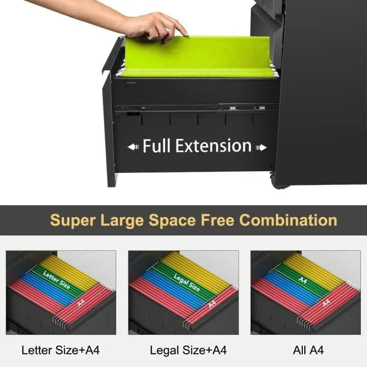 Metal Locking File Cabinet with 3 Drawers for Home Office