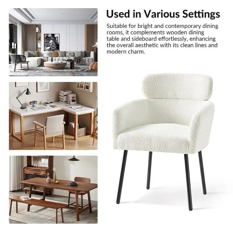 Set of 4 Amos Modern Boucle Dining Chairs with Adjustable Feet by HULALA HOME