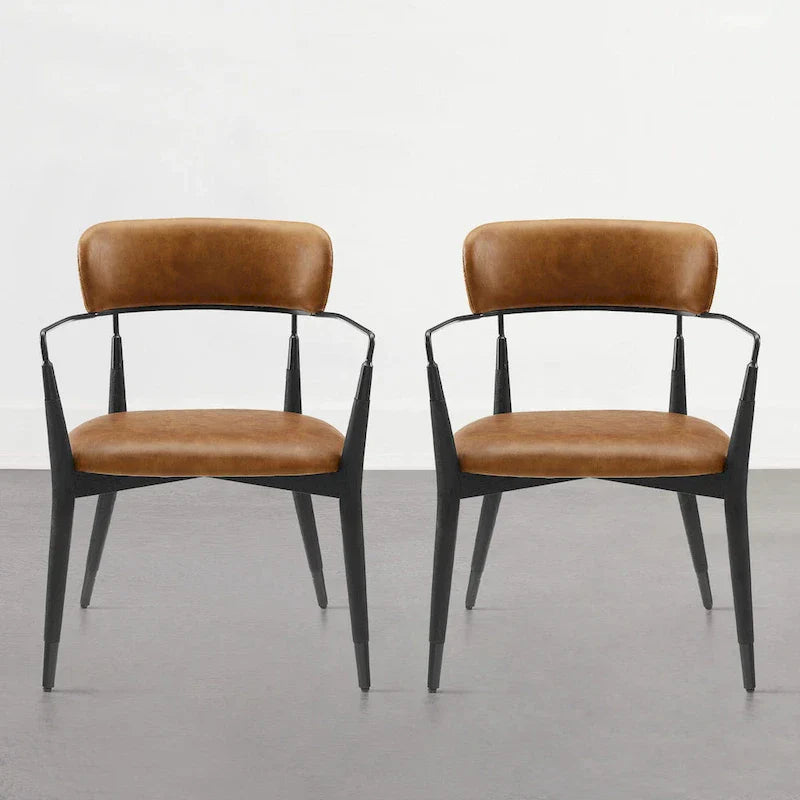 Set of 2 Mid-Century Solid Wood Accent Dining Chairs by Art Leon
