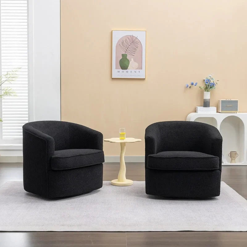 SEYNAR Contemporary Boucle Upholstered 360° Swivel Accent Chairs - Set of 2