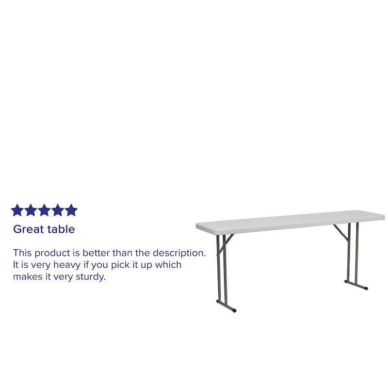 Granite White Surface Plastic Folding Training Table - 18W x 72L