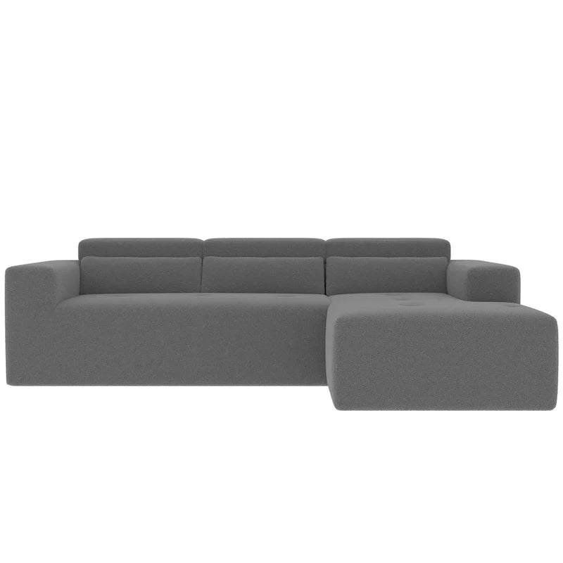 L Shaped Sectional Sofa with Upholstered Cushions and Modular Design
