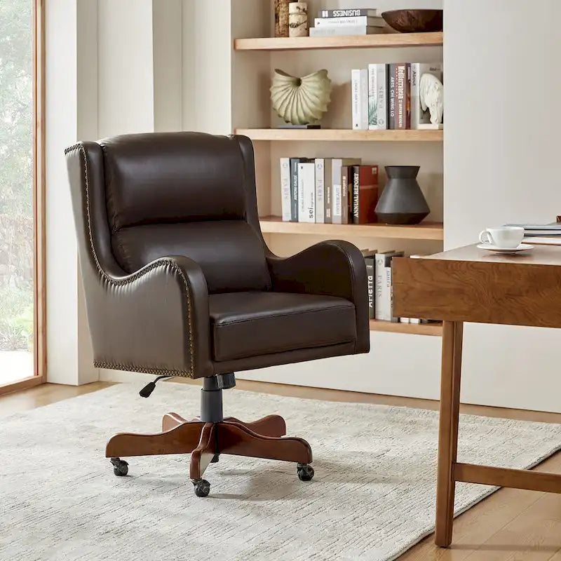 HULALA HOME Pete Adjustable Height Faux Leather Swivel Executive Chair with Tilt Mechanism