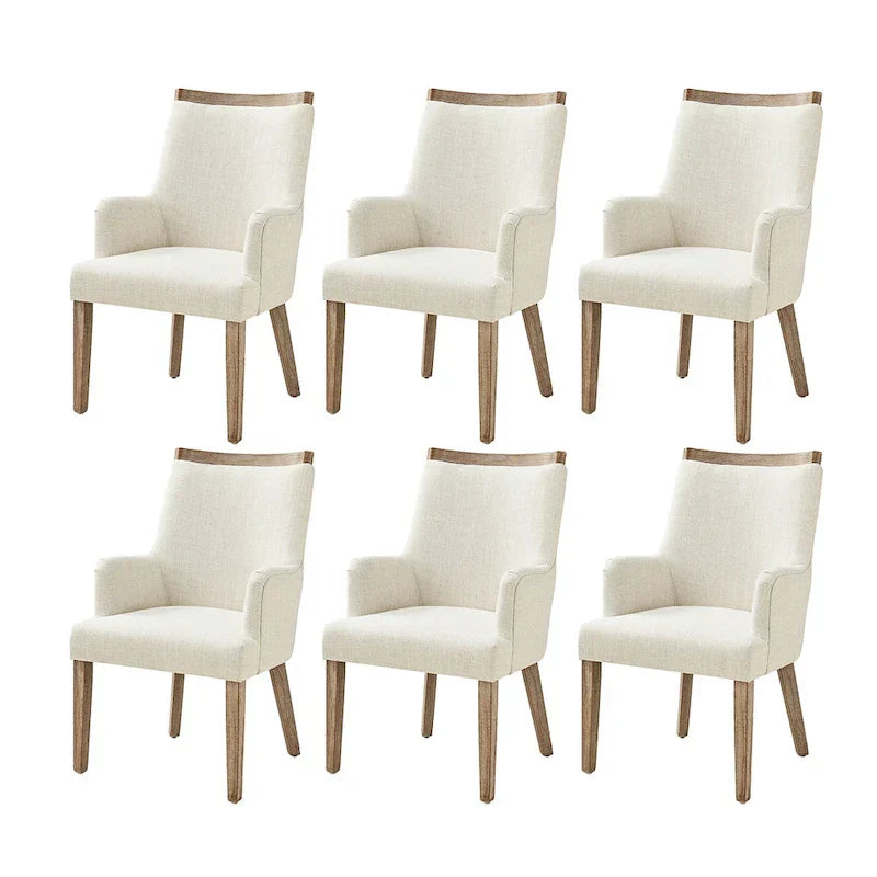Set of 6 Albert Farmhouse Upholstered Solid Wood Dining Chairs by HULALA HOME