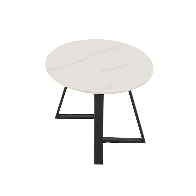 iNSPIRE Q Modern Jurmala Glossy Sintered Stone Tables with Grey Metal Base