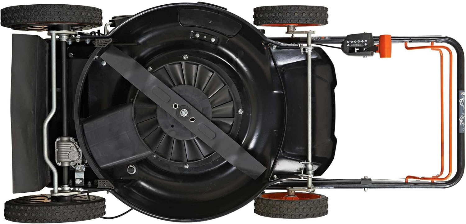 YARDMAX 22′′ Gas Self Propelled Lawn Mower, 201cc, 6-Speed CVT, High Wheel RWD, 3-in-1, Black