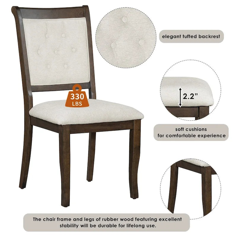 GDFStudio Lak Retro 5-Piece Dining Set with Upholstered Chairs