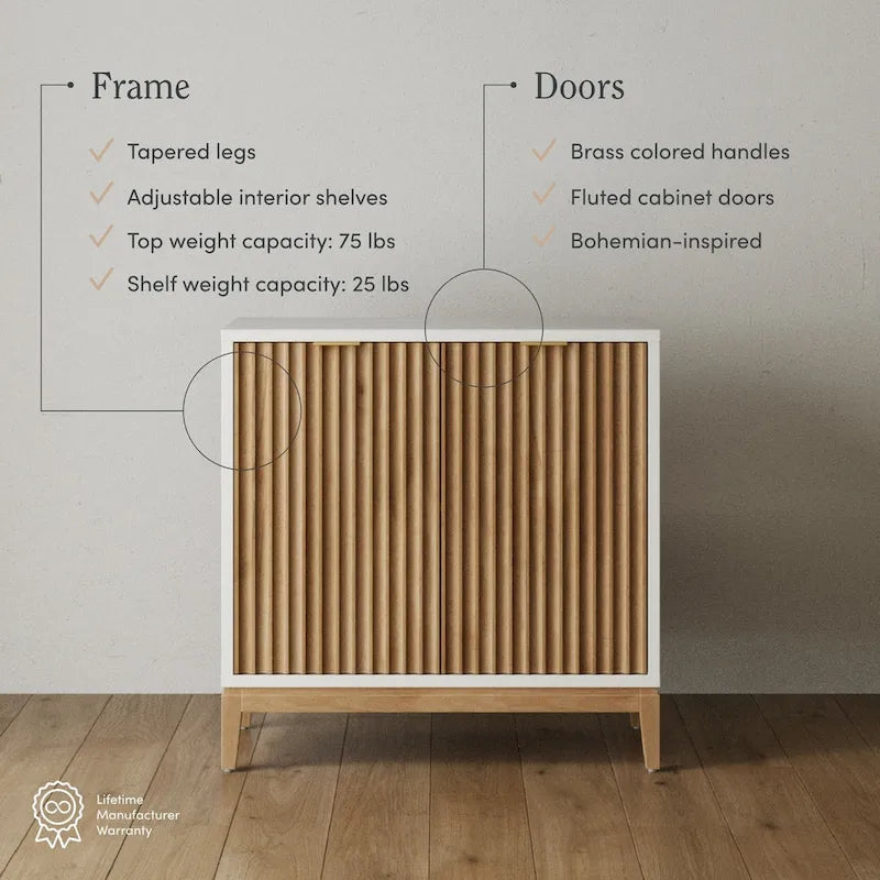 Jasper Contemporary Sideboard - Kitchen Storage Cabinet with Elegant Fluted Doors