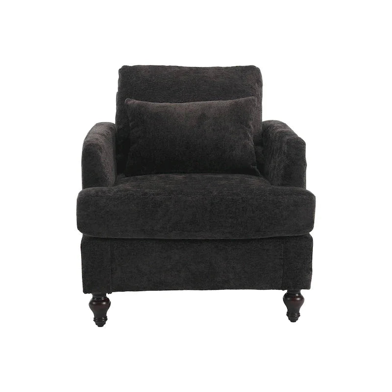 HOMEFUN Chenille Upholstered Loveseat and Armchair Set with Wooden Frame for Living Room