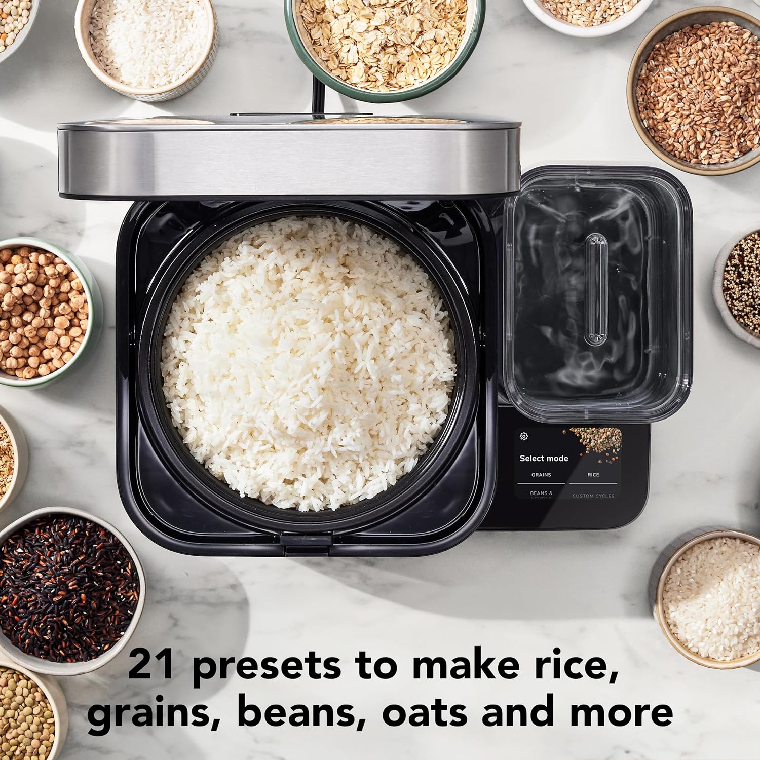 KitchenAid Grain and Rice Cooker 8 Cup with Integrated Scale and Delayed Cook, KGC3155BM