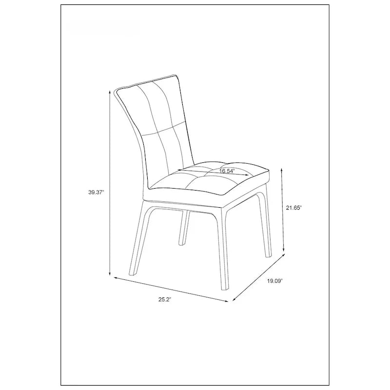 Set of 2 Contemporary Tufted Side Chairs with Sturdy Solid Wood Frame